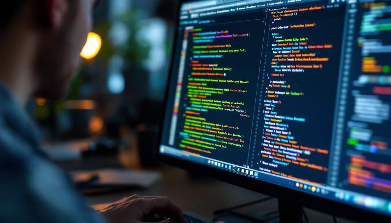 Monitor con código de una página web