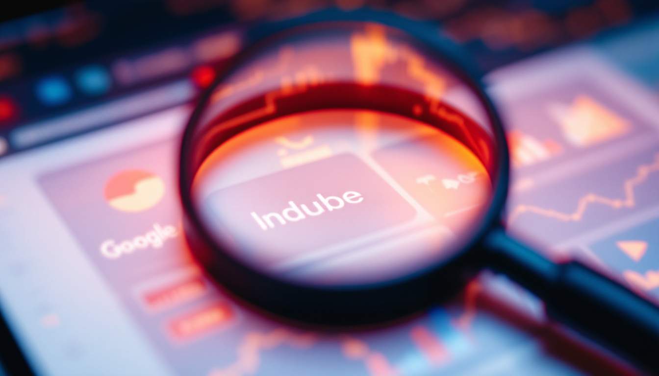 Lupa sobre una pantalla con información de indexación