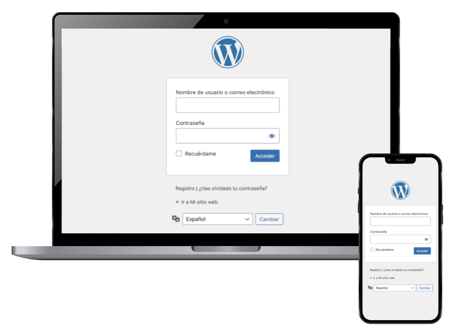 pantalla de acceso wordpress