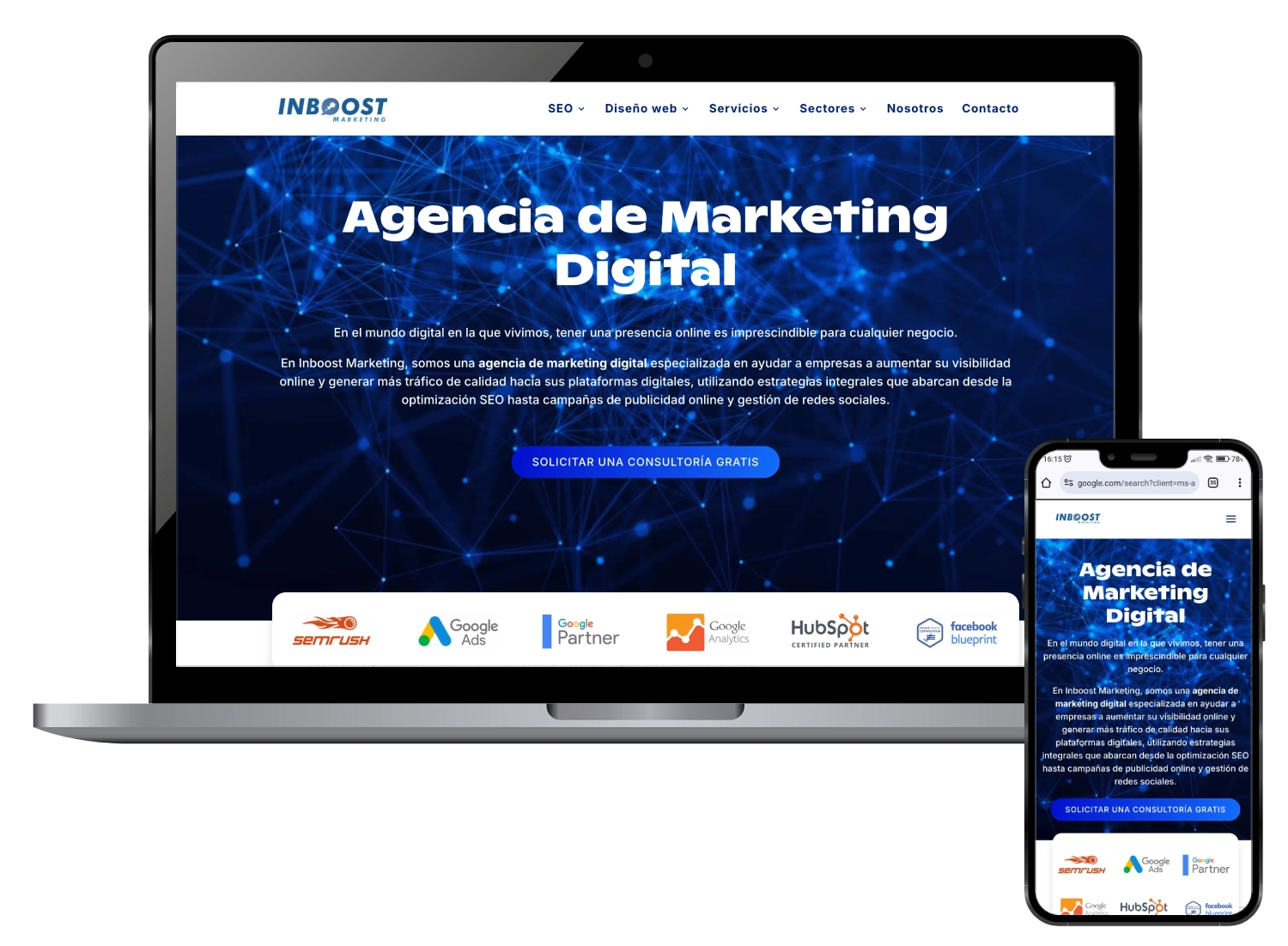 pantalla de inicio inboost marketing
